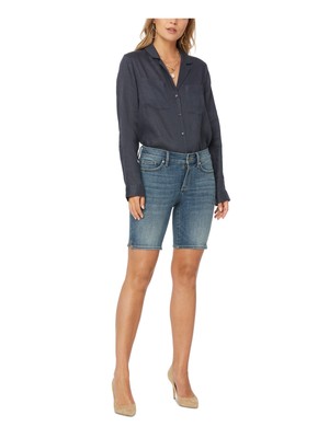 

Женские синие джинсовые шорты на молнии с карманами NYDJ, Синий, MGTBSH2874