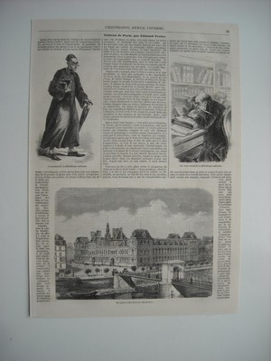 GRAVURE 1852. TABLEAU DE PARIS, PAR EDMOND TEXIER. VUE HOTEL DE VILLE DE PARIS.