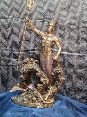 Studio Collection Veronese Design Olokun 13.5in Trident Merman Statue With Box