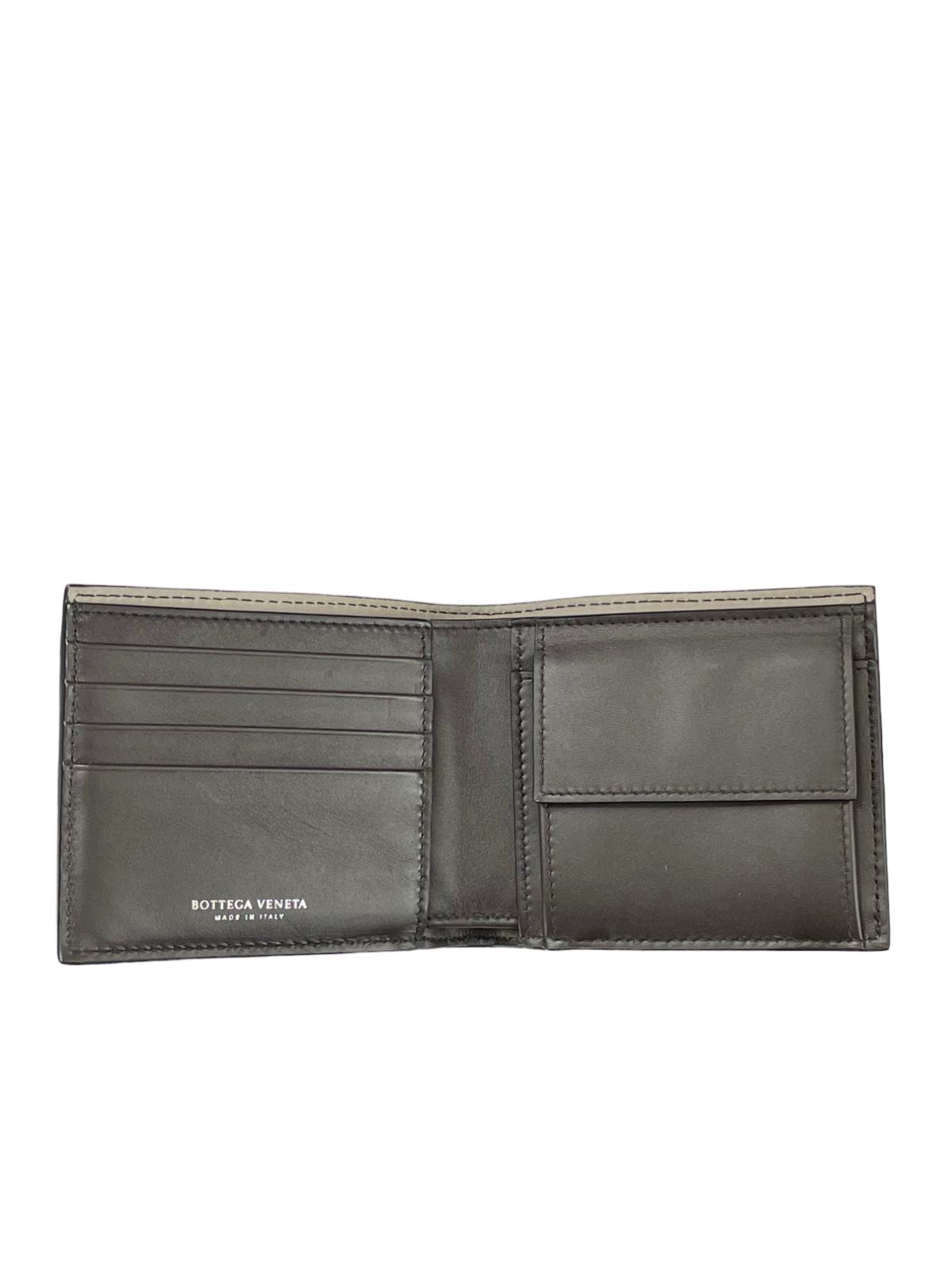 Pre-owned Bottega Veneta Intrecciato Bi-fold Wallet With Coin Purse, Dark Brown