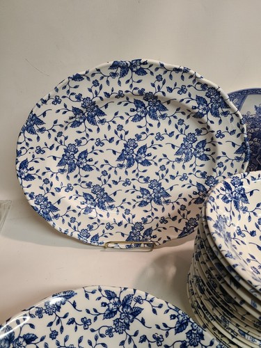VTG blue Royal Tudor Bouquet  Grindley Dinnerware Set Of 32 Included Spode &more