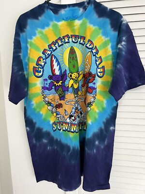 Grateful Dead Summertime Beach Bears Shirt Liquid Blue Size XL Tie Dye