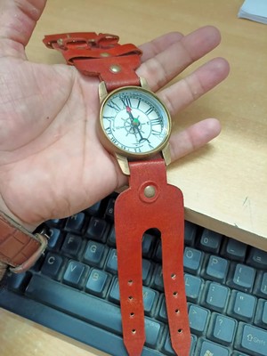 Antique Solid Brass Nautical Compass With Leather Starp Band Wrist Watch Decor