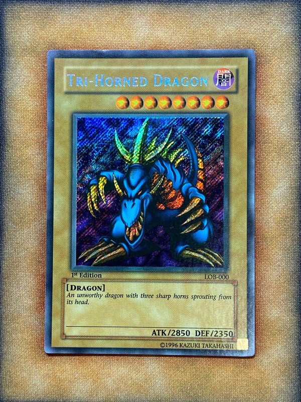 Yugioh Tri-Horned Dragon LOB-000 Secret Rare 1ST EDITION