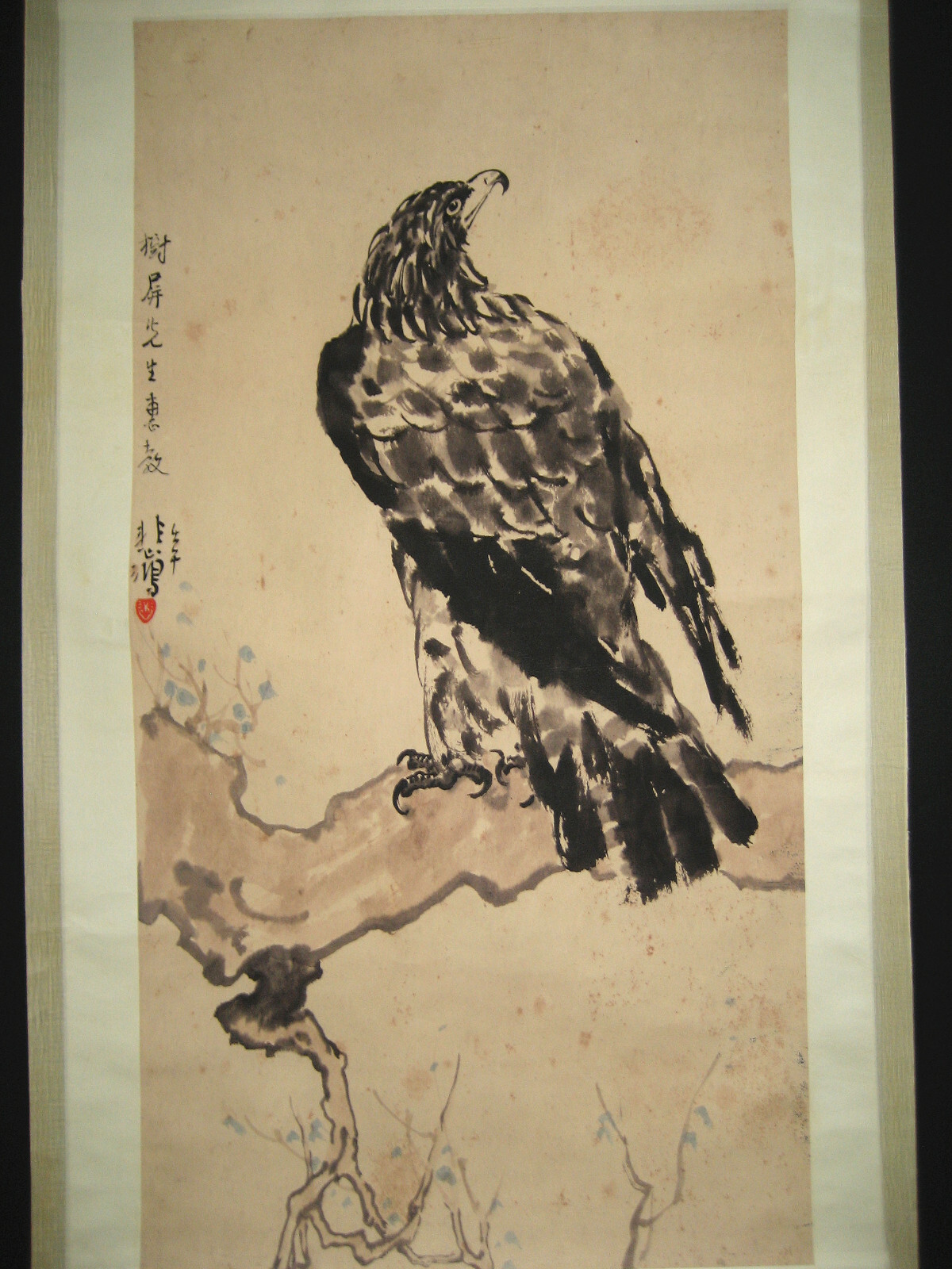 中国美術・純手描き　名家　徐悲鴻 鷹図・鷹絵・書道品・珍品画・肉筆保証 Xu Beihong Signed Excellent Old Chinese Scroll Painting