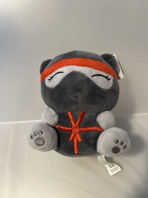 Russ Berrie Plush Ninja Bear Stuffed Animal Soft 6'' Nina Me Bear Gray & Orange