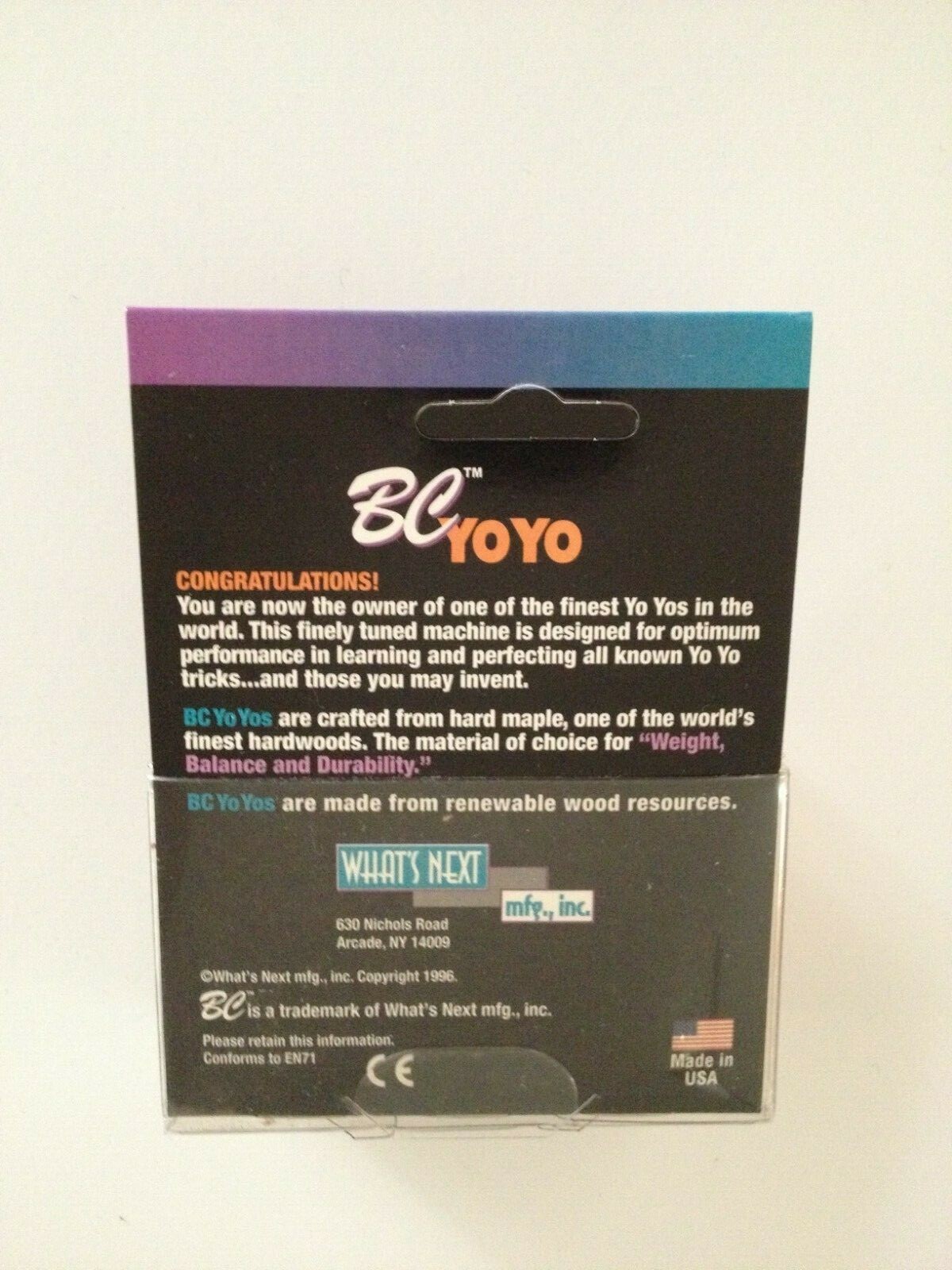 B.C. NATURAL #-11 YO YO WITH BLACK VELVET BAG&EXTRA STRING NEW IN BOX SEE PICKS