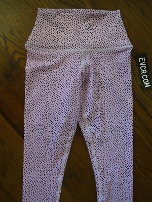 NWT Evolution and Creation Size Medium Workout Leggings Pink w/ Black Polka Dots