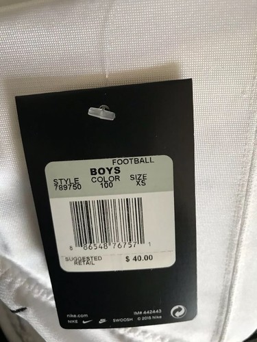 NWT Nike Boys White Football Padded Integrated Pants White Youth Size XS