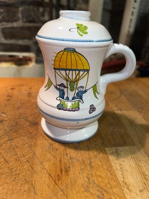 1970 s Antique Pierre Deux Lamp Base French Hand Painted Flowers Hot Air Ballon