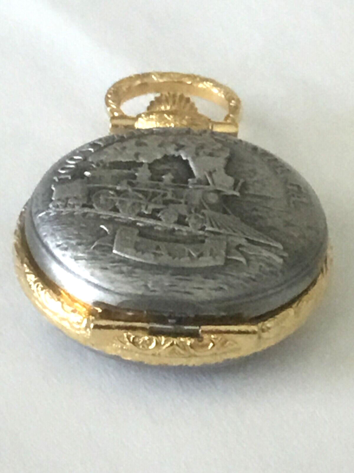 Hamilton IAM mini commemorative gold & pewter pocketwatch