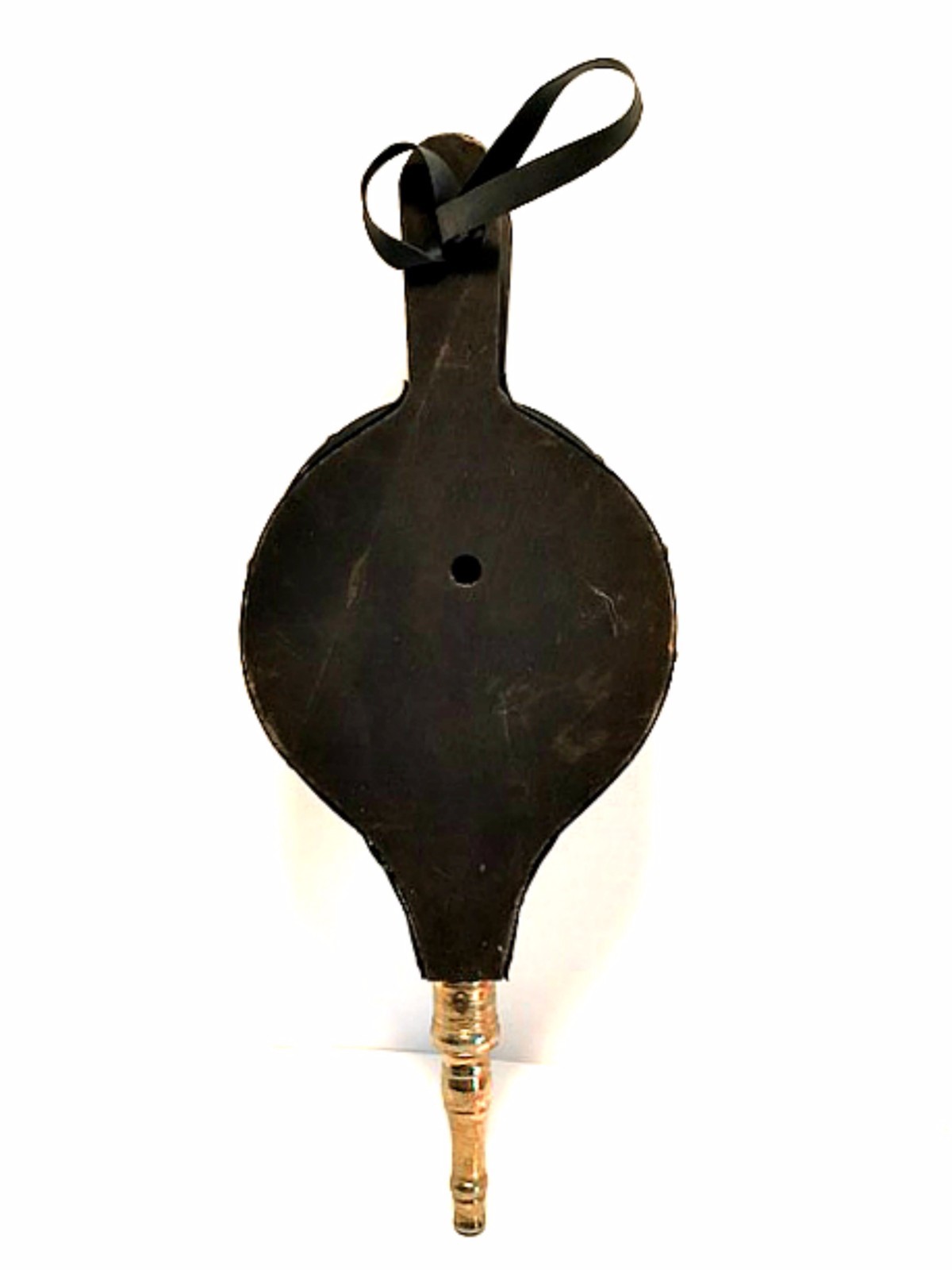 Fireplace Bellows Brass Design Black Leather Wall Hanger 17 inches Long