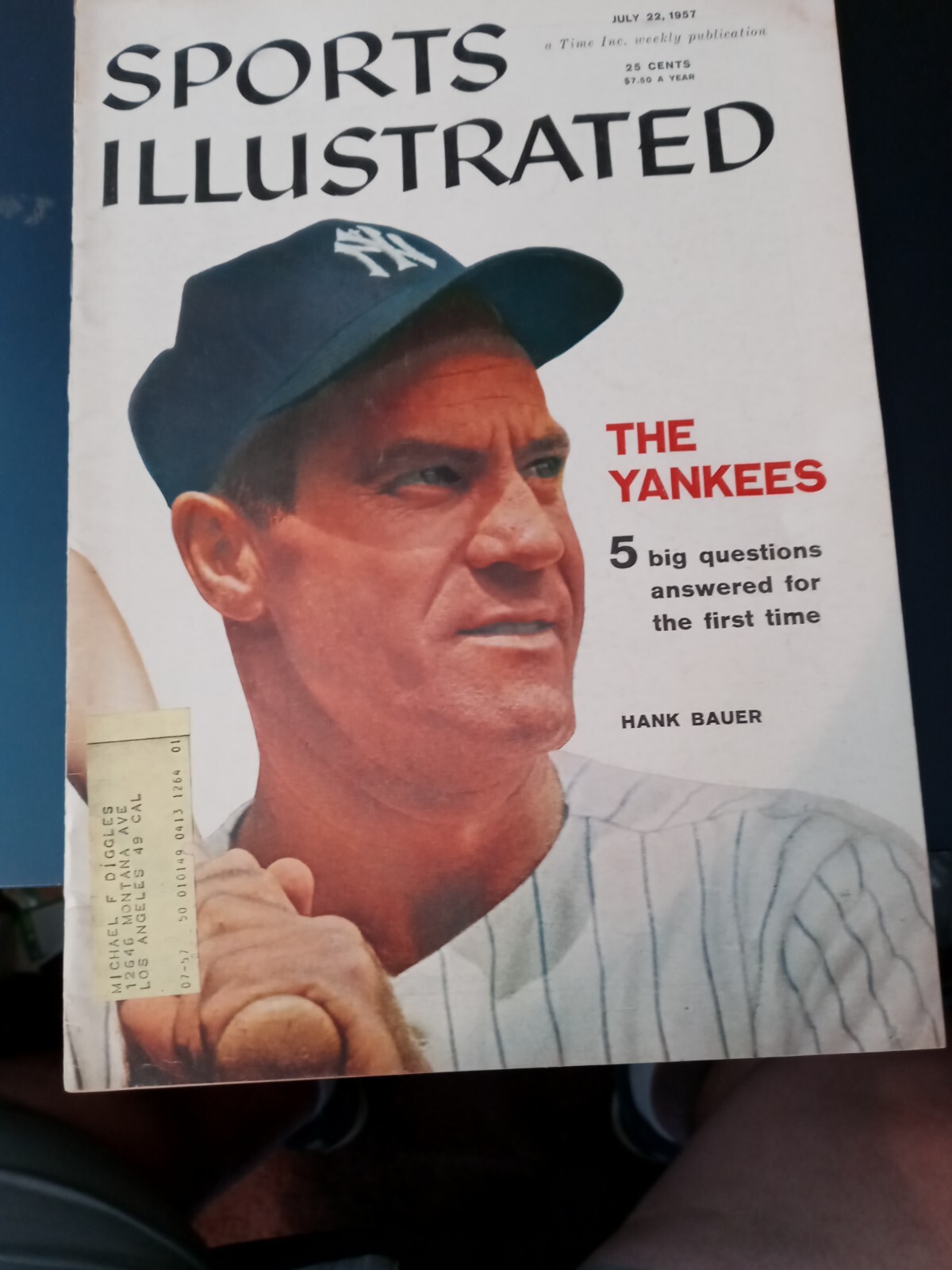 7/22/1957 Sports Illustrated (Hank Bauer -Yankees Cover) excellent