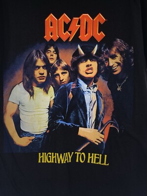 AC/DC Highway To Hell Black Crew Neck Short Sleeve Men's T-Shirt Size Medium