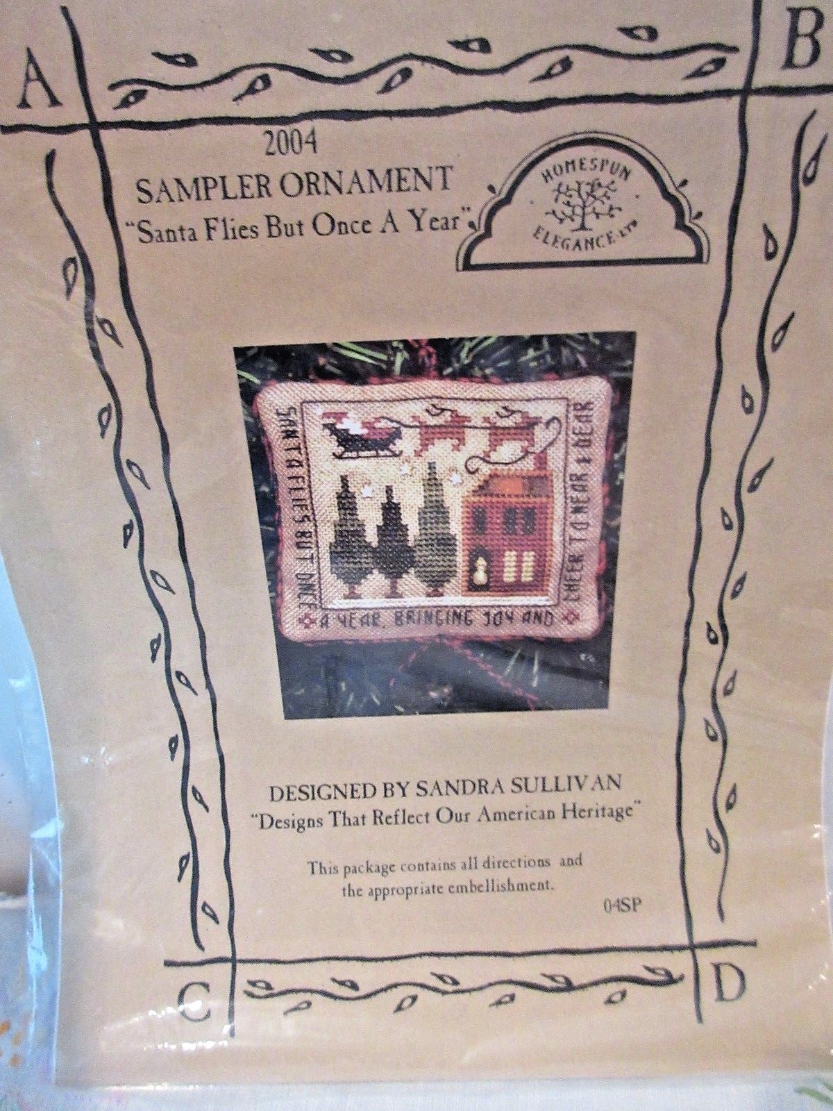Homespun Elegance SANTA FLIES BUT ONCE A YEAR CCS Chart w/ Linen & Emb FREE SHIP