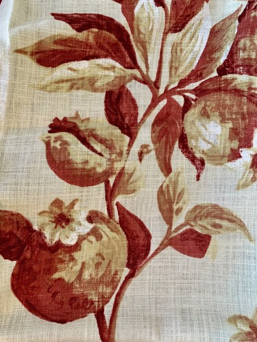 2 Yds BEACON HILL BEIGE AND RED FRUIT LINEN FABRIC