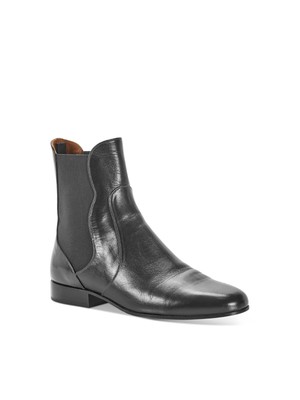

CHLOE Женские черные кожаные ботильоны без шнуровки Chloe с круглым носком на блочном каблуке, Черный, C20A351M8