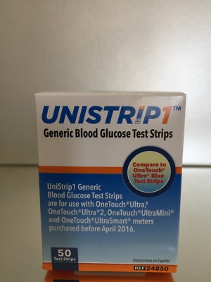 Unistrip 1 Blood Glucose Test Strips 50 Qty.  Exp 07/2026. Free shipping  