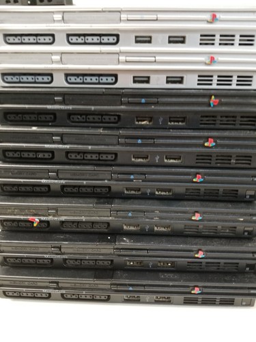 LOT OF 8 BROKEN / UNTESTED PS2 SLIM PlayStation  CONSOLES FOR PARTS - AS IS