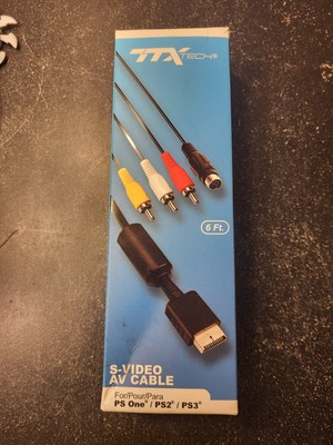 2012 TTX Tech S-Video SV Cable New 6 Foot Cable PS One PS2 PS3 PlugNPlay Set Up