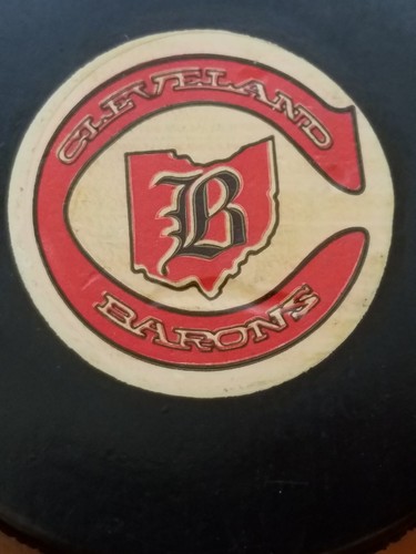 LOT 2 1977-83 CLEVELAND BARONS NHL VICEROY  OFFICIAL GAME PUCK CANADA VINTAGE