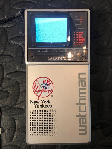 Vintage 1984 Sony Watchman New York Yankees Black & White TV FM Am Receiver