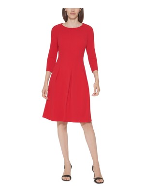 

CALVIN KLEIN Женское красное платье с рукавом 3/4 выше колена + расклешенное платье, Красный