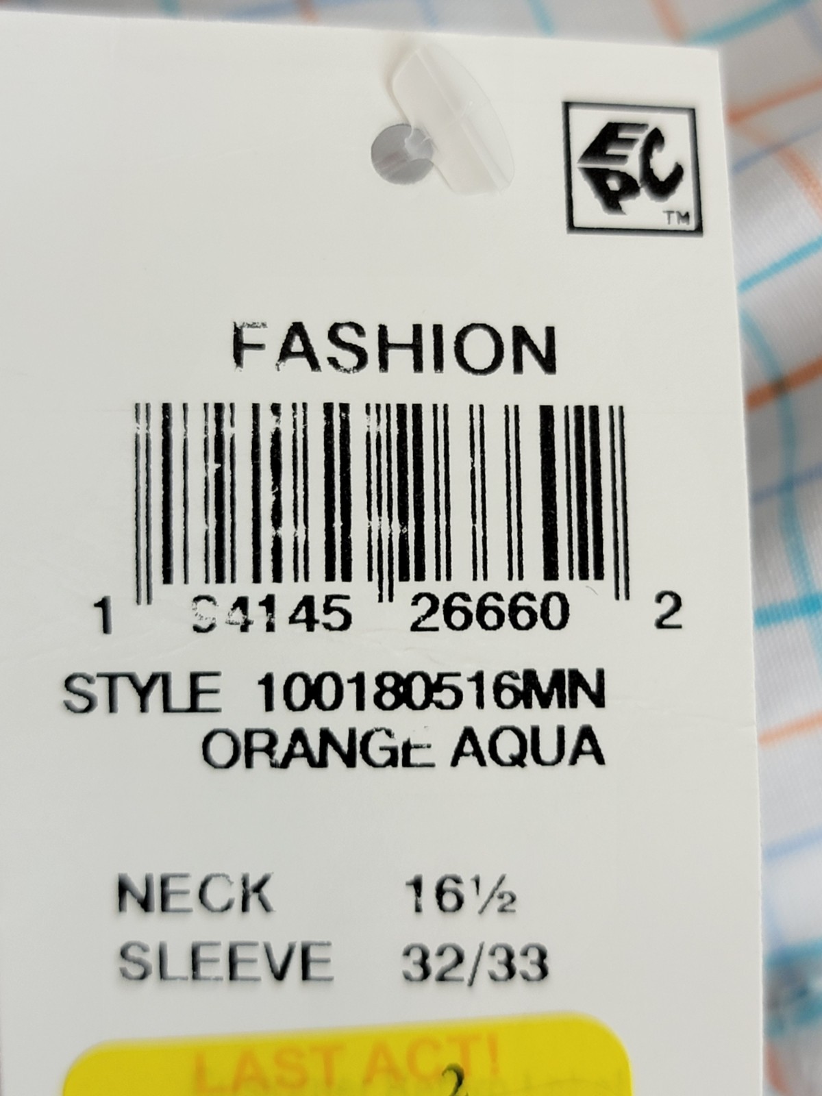 Club Room Regular Fit Performance Dress Shirt Men's 16.5 32-33 Orange/Aqua L/S - Picture 18 of 18
