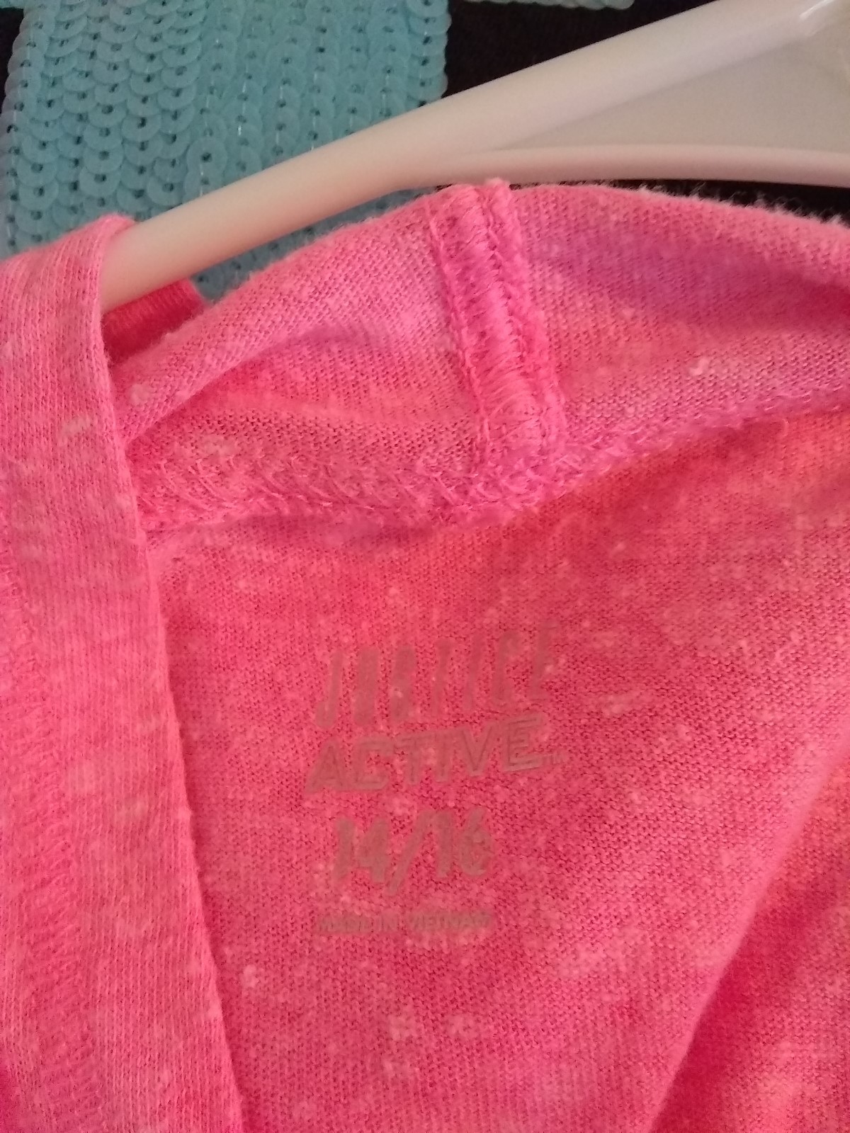 JUSTICE ACTIVE LIGHTWEIGHT SWEATSHIRT W/HOODIE, PINK, DANCE, SIZE 14/16