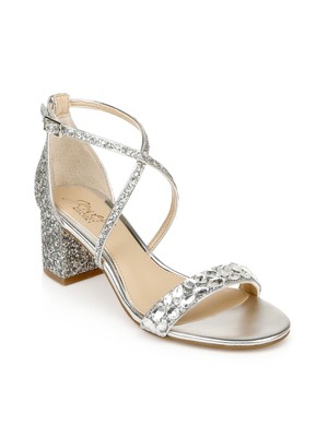 

JEWEL BADGLEY MISCHKA Женские серебристые босоножки на блочном каблуке с носком Claudia, размер 8,5 м, Серебряный, JW4025
