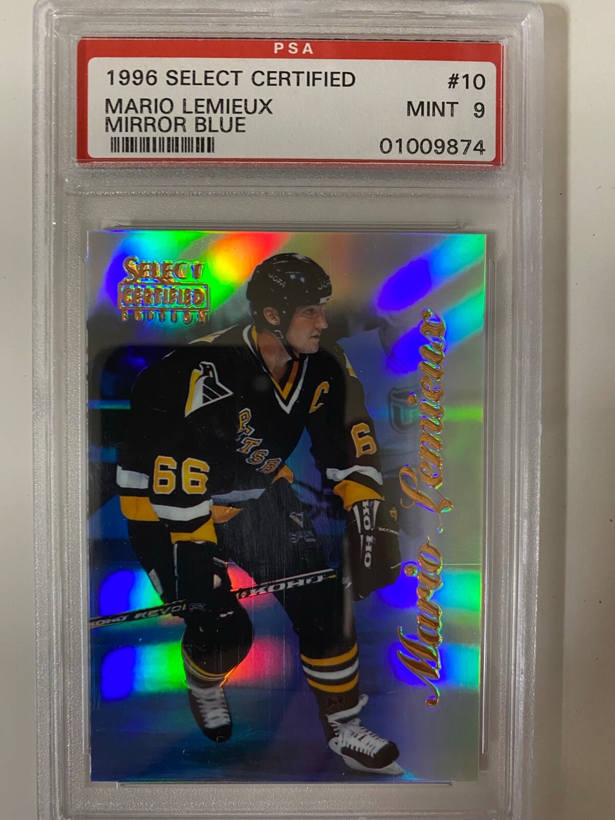 1996-97 Select Certified Mirror Blue Mario Lemieux Very Rare PSA 9