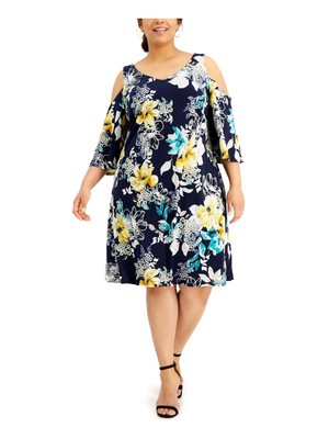 

Женское темно-синее платье прямого кроя с рукавом 3/4 CONNECTED APPAREL Plus, Navy
