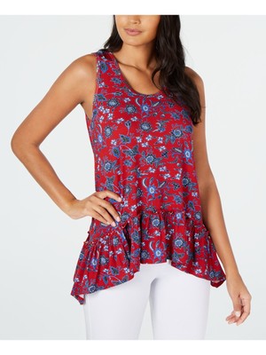 

KAREN KANE Женский топ без рукавов с круглым вырезом и трапецией, Красный