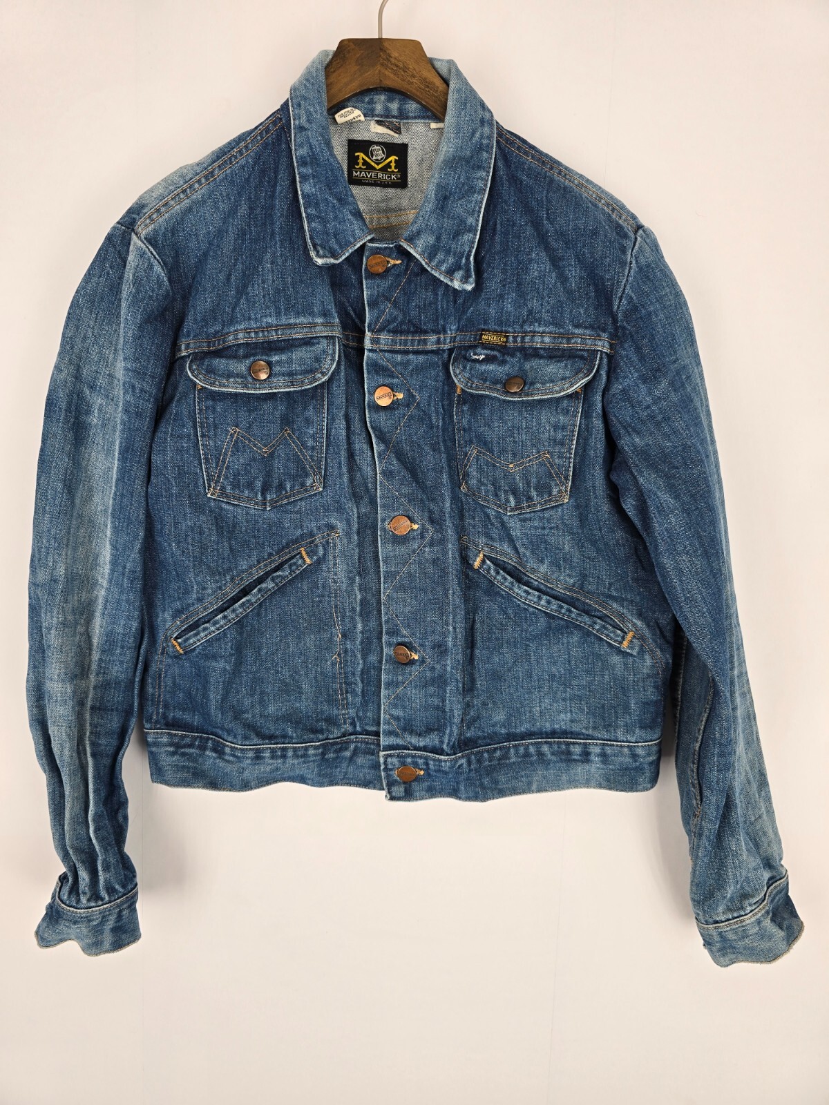 Vintage Maverick Blue Bell Denim Jean Button Trucker Jacket Vintage Maverick Blue Bell Denim Jean Button Trucker Jacket
