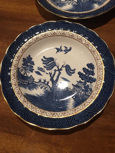 Set Of 2 Real Old Willow Old Mark ROUND SERVING BOWL Booths ENGLAND VGC