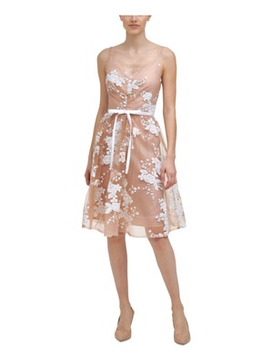 

CALVIN KLEIN Женское бежевое платье на тонких бретелях длиной до колен + расклешенное платье, Бежевый