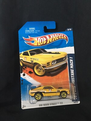 2011 Hot Wheels-HW Main Street-  70 Ford Mustang Mach 1 Yellow-19876-09A0P