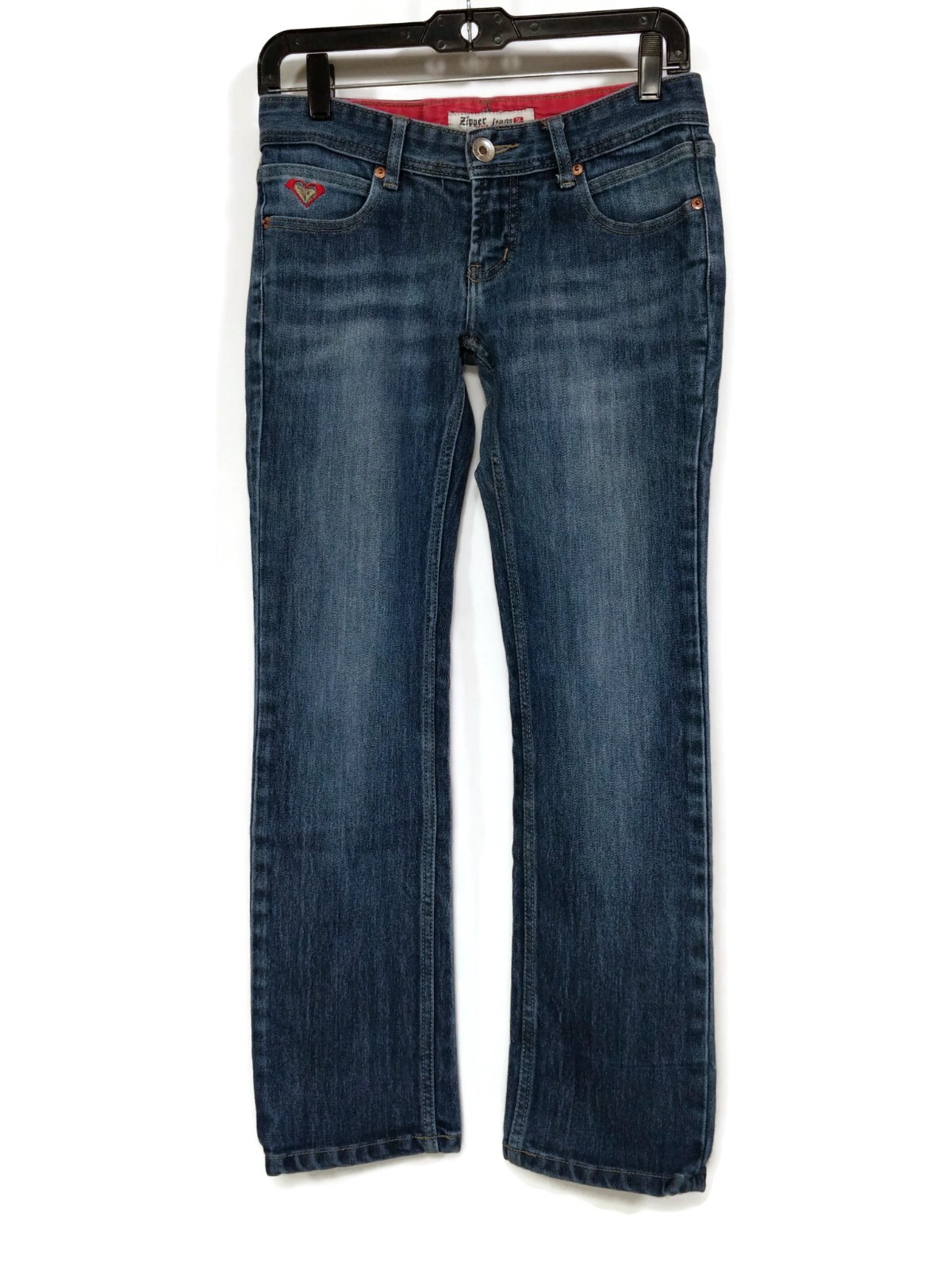 Zipper Jeans Blue Stone Wash Slim Straight Denim Jeans Size