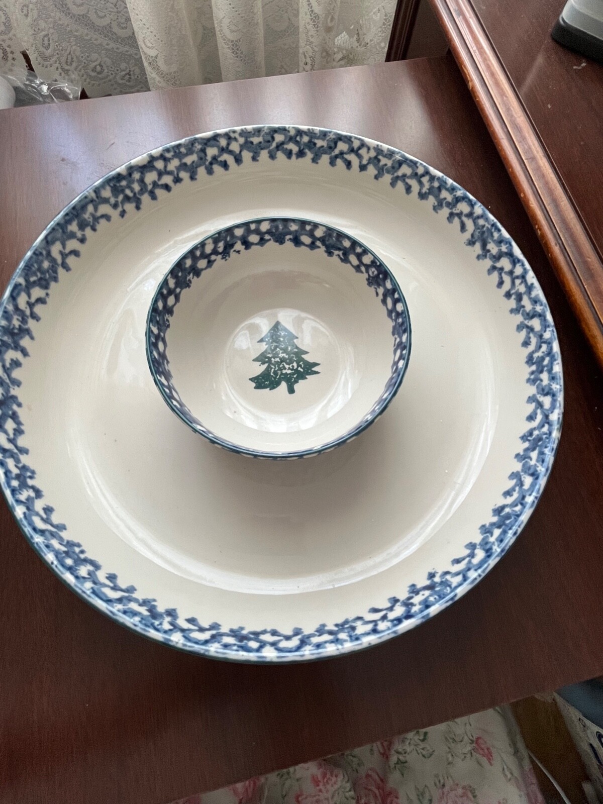 Folk Craft Chip & Dip  Serving Set (No Red Dots)