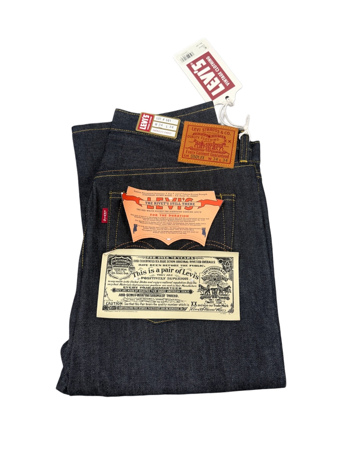 LEVI'S® LVC 1944 S501XX W31 L34 LVC Levi's Vintage Clothing Big E 1944 S501XX Raw Selvedge