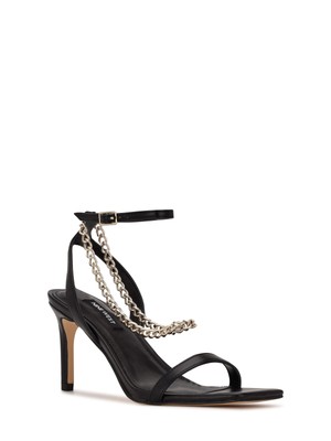 

NINE WEST Женские босоножки на шпильке с квадратным носком и черной цепочкой Tallo, размер 6,5 м, Черный, WNTALLO3