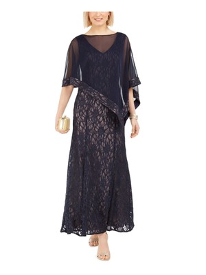 

Женское темно-синее пончо R-M RICHARDS, прозрачная кружевная блестящая шаль, Navy