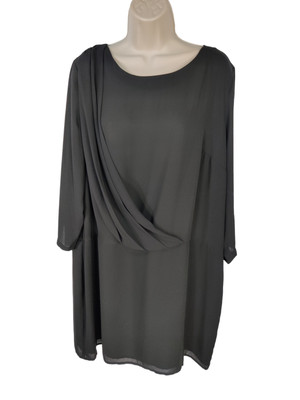 BNWT WOMENS SOON PLUS SIZE 20 BLACK FITTED WRAP MINI DRESS SHORT SLEEVE RRP £20