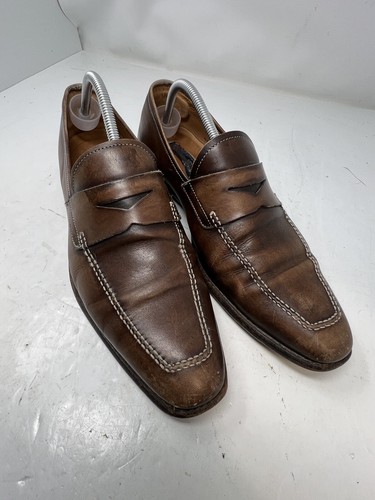 Mezlan Size 11 M Fit US Leather Brown Loafers Shoes MEN display picture 3