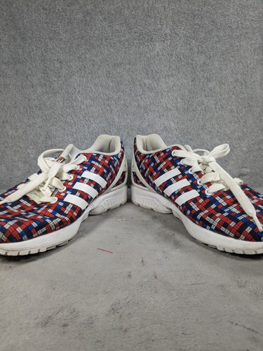 し*】様 adidas Toalo mesh Adidas Red White Blue Plaid Mesh ZX Flux Weave Sneakers