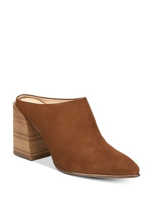 

VIA SPIGA Женские коричневые кожаные туфли-мюли Ella на блочном каблуке без шнуровки на каблуке, 10 м, Коричневый, 45978L3