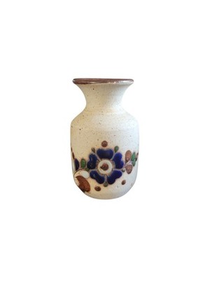 Tonala Mexican Pottery Bud Vase Hand Painted 4