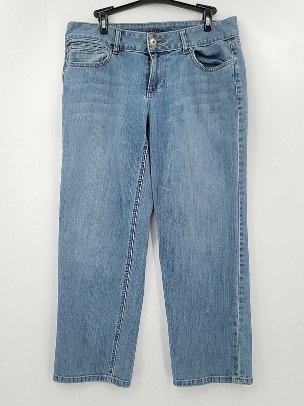 S Adult Size 10 Blue Denim Straight Light Mid Rise Stretch