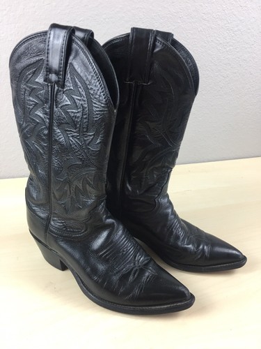 Justin black leather western cowboy boots pointed toe L4904