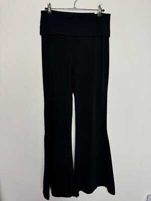 OFFLINE Aerie OG Foldover High Waist Super Flare Leggings Sz L Black Pull On New